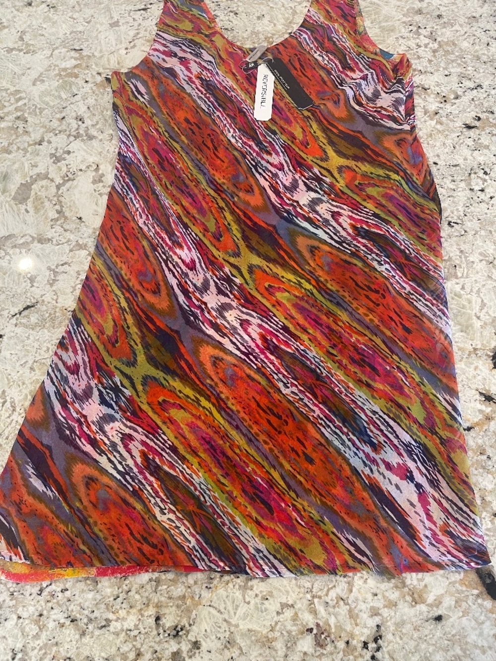 Miss Nikky Womens Reversible Abstract Watercolor Print Dress Size XXL NWT